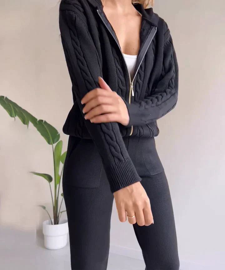 Ensemble Neptune 2 Pièces Avec Cardigan & Pull Décontractés