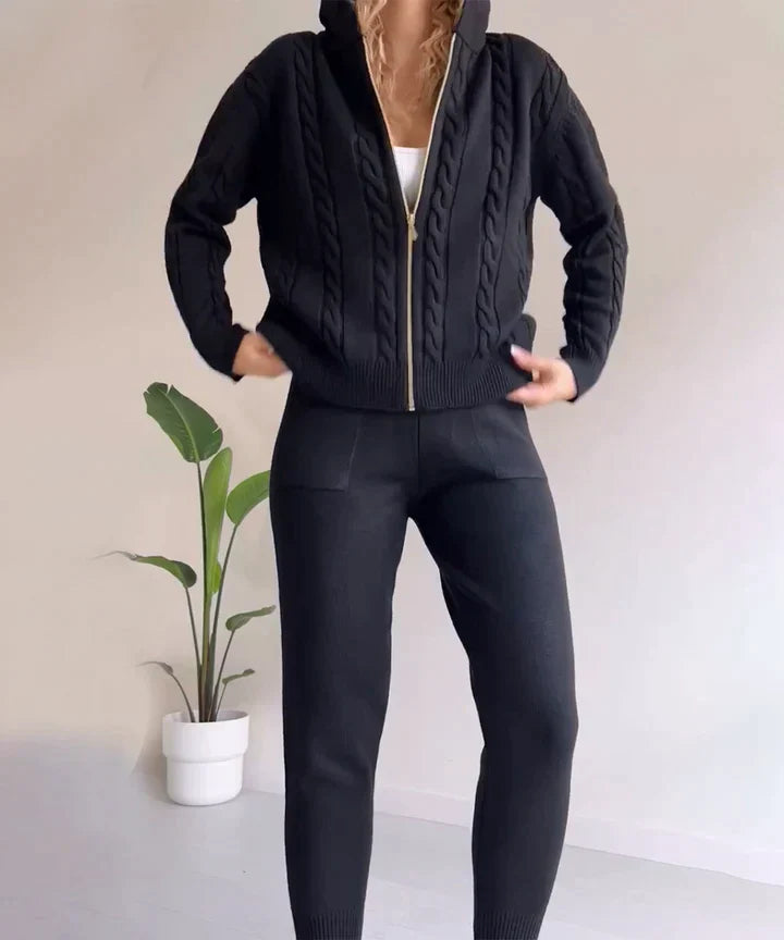 Ensemble Neptune 2 Pièces Avec Cardigan & Pull Décontractés
